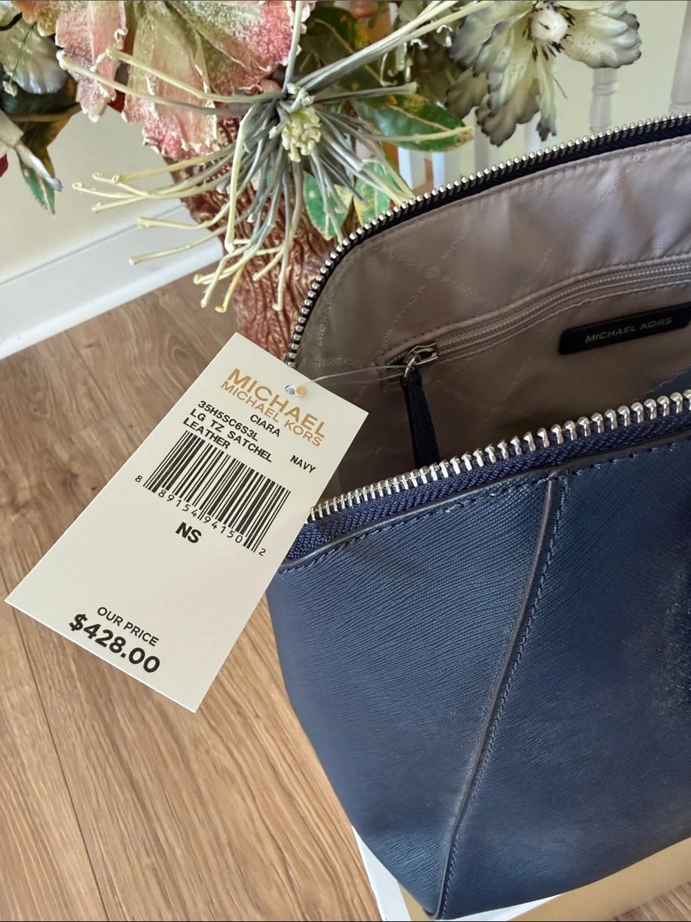MK Ciara Large Satchel Navy Color